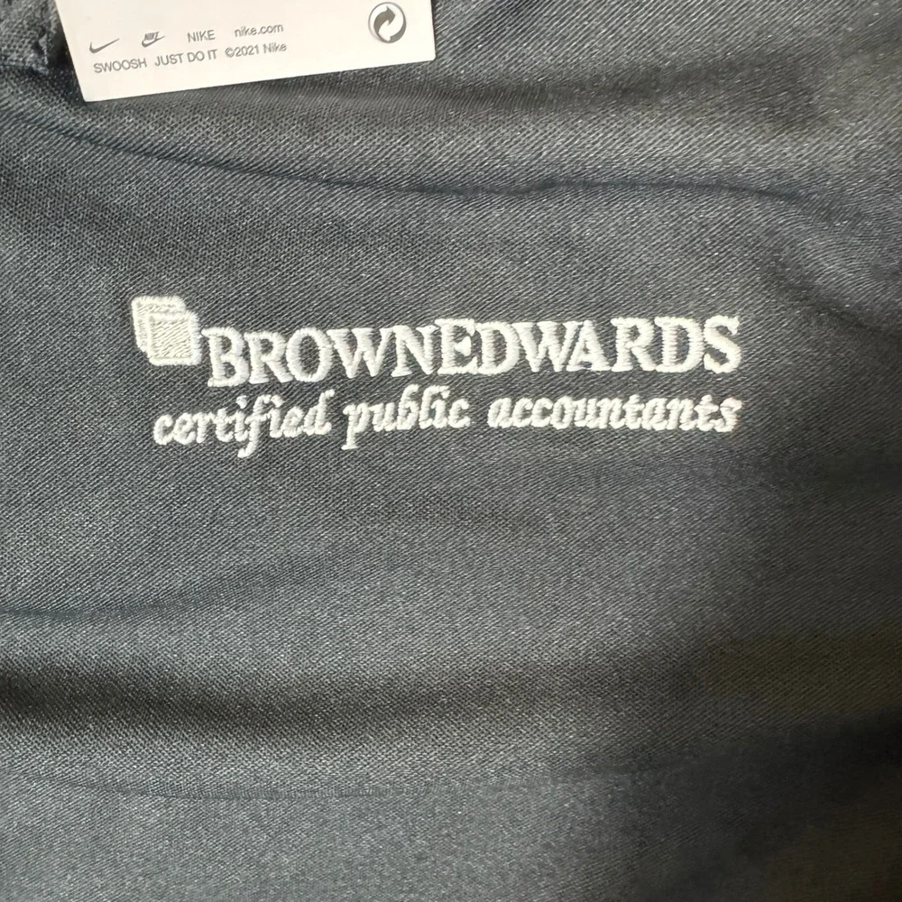 Nike Golf Polo Black Mens Large Brown Edwards CPA Embroidered Shirt - Picture 2 of 10